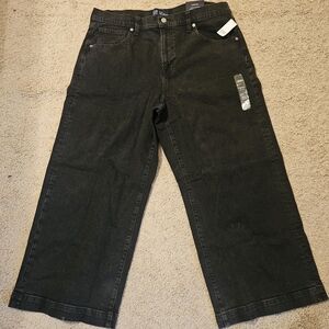GAP High Rise Wide Leg Crop Jeans 18/34R Stretch Black New With Tags